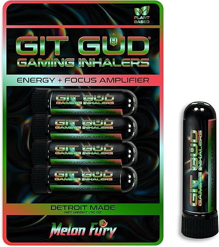 GIT GUD Palo nasal (paquete de 4) amplificador de energía + enfoque para rendimiento competitivo, aroma refrescante, estimulante, uso diario,