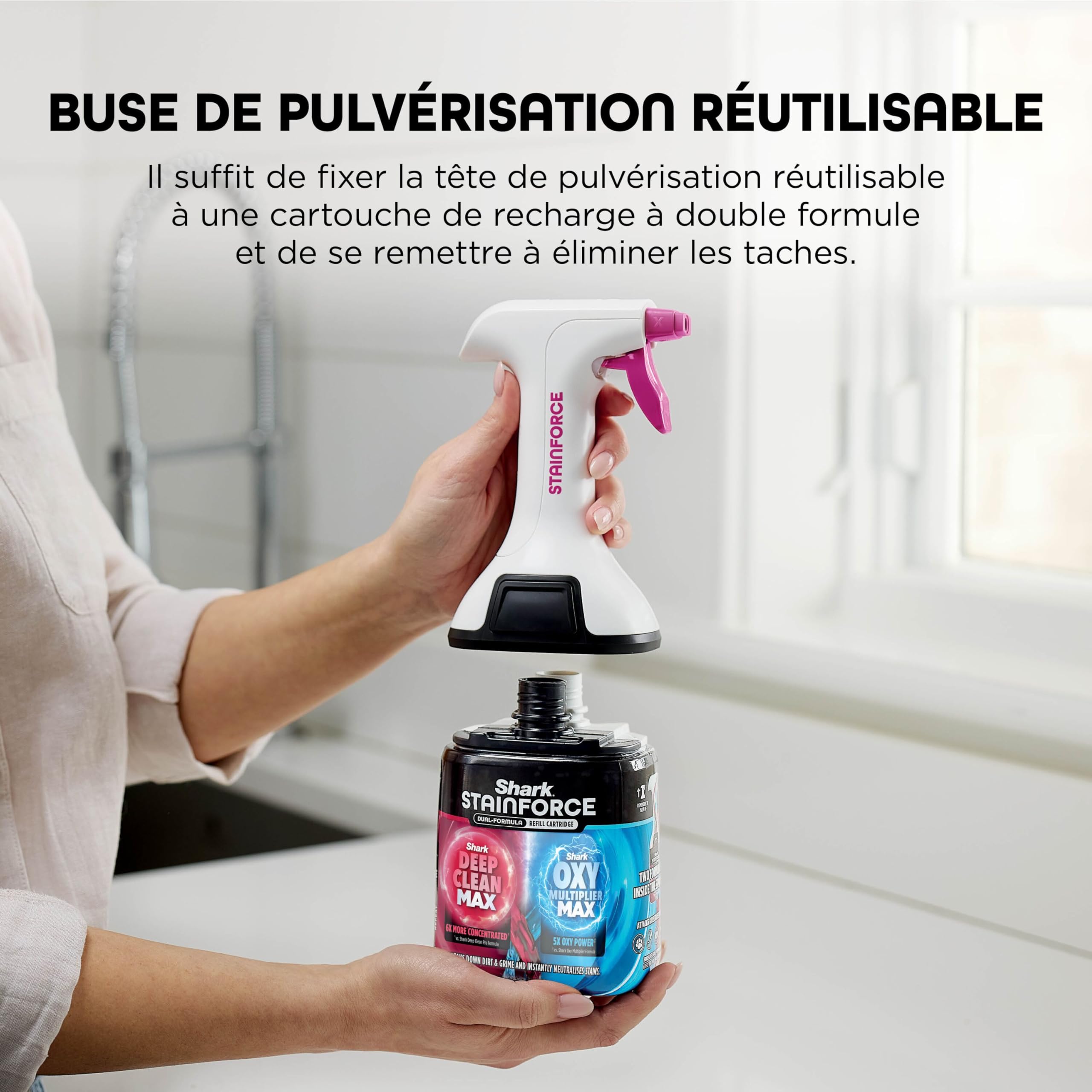 Shark StainForce – Recharge détachante de solution à double formule avec tête de pulvérisation, pour lutter contre les taches tenaces et éliminer instantanément les odeurs, 500 ml, XSKHXCM500SEU