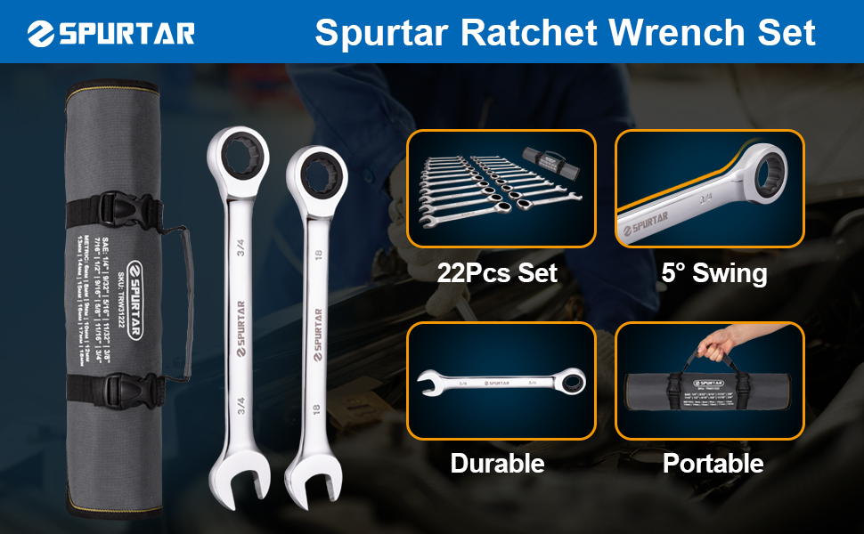 Mophorn Set Di Chiavi Combinate Da 16 Pezzi, Set Di Chiavi A Cricchetto - Foto 10