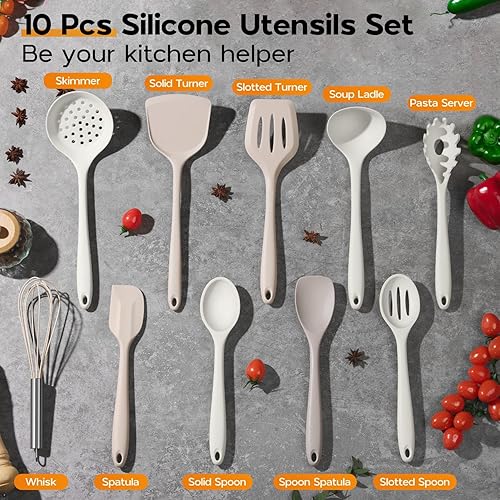 Miniatura 2 de Onader Juego de utensilios de cocina de cocina, 10 piezas de utensilios de cocina de silicona, no tóxicos, resistentes al calor y antiadherentes, 2