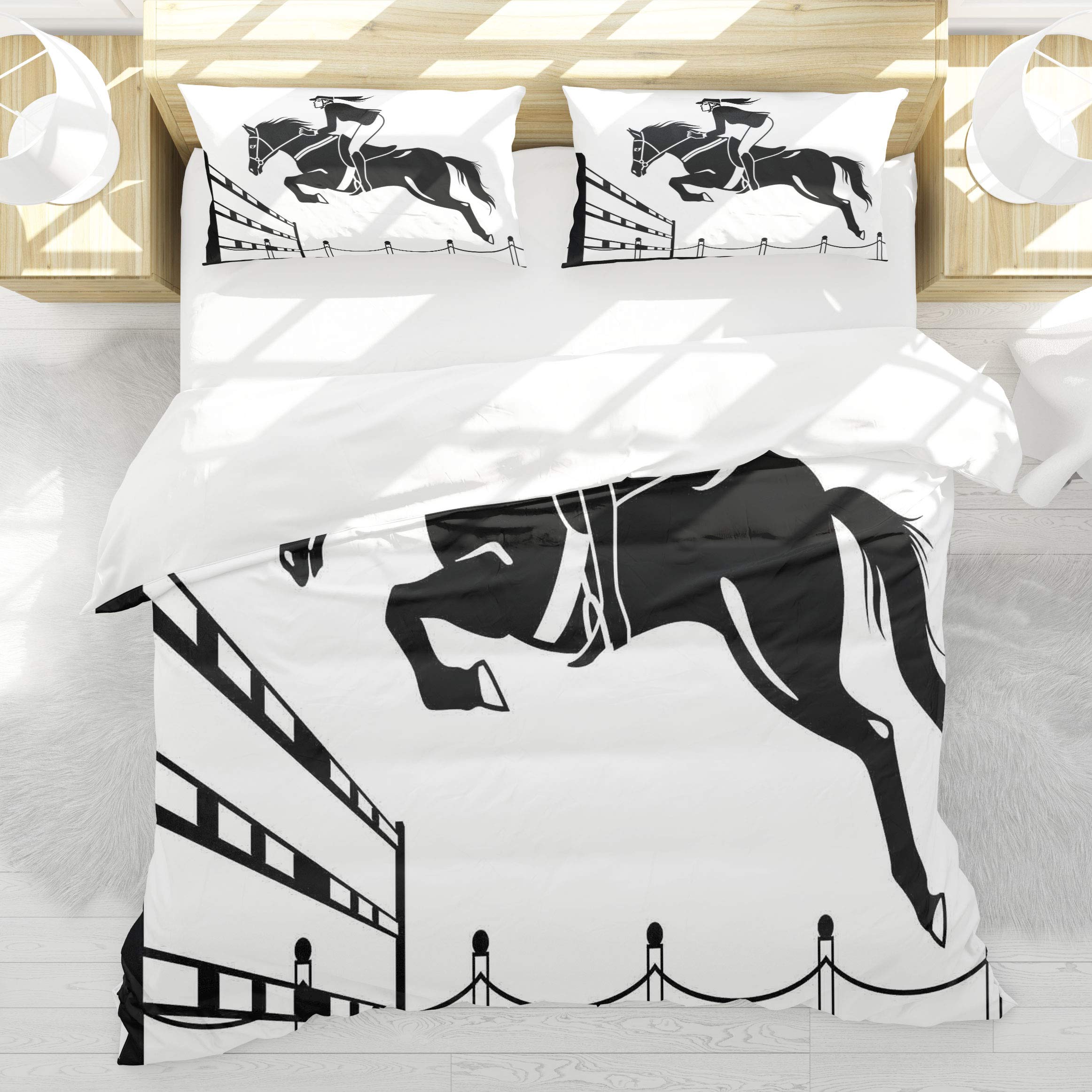 Housse de couette cheval 140x200cm pour remplacer le linge de lit usé avec style