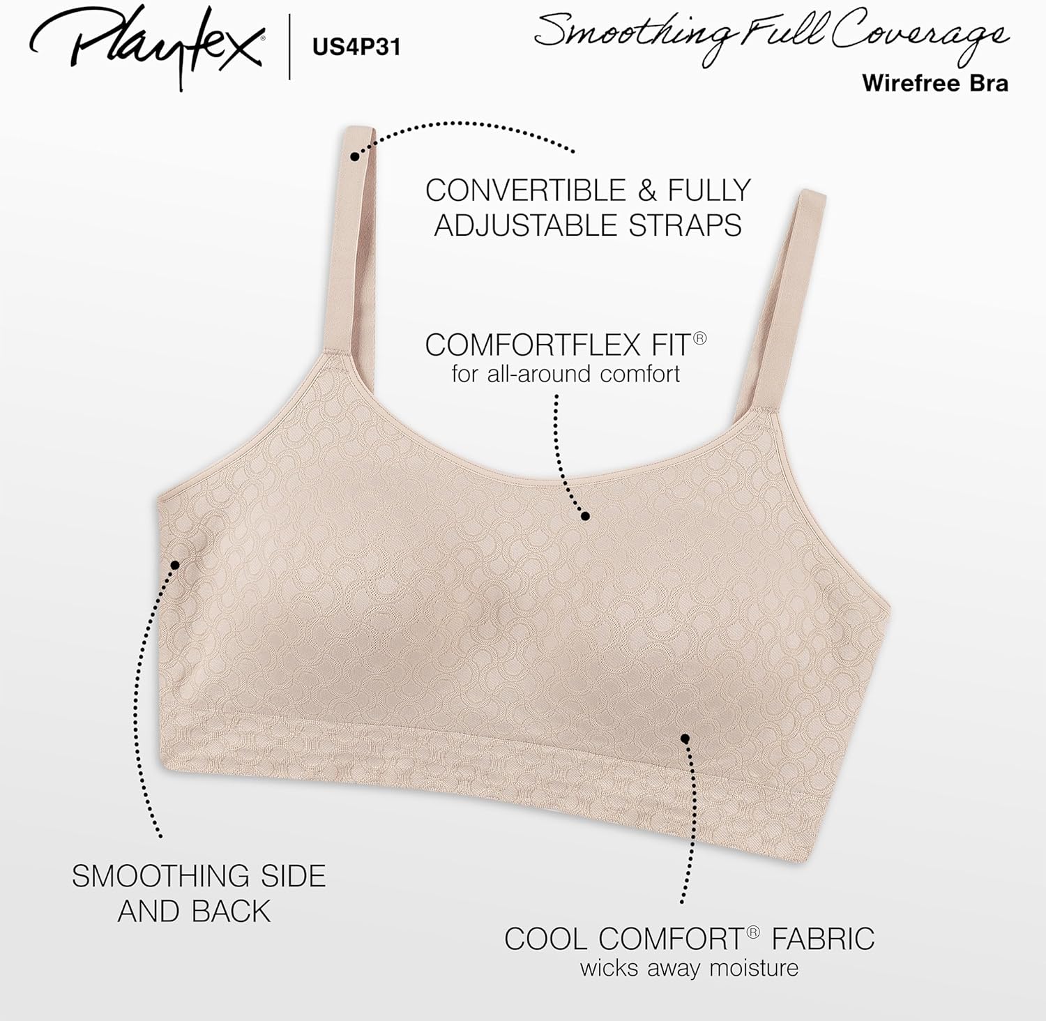 Playtex Womens Smoothing Full Coverage Wireless Bra Us4p31, 2-Pack, Sizes S-3x, M+-XL+ - Image 4