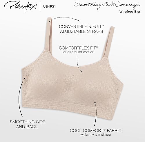Miniatura 4 de PLAYTEX Brasier sin costuras para mujer US4P31 sin costuras con ajuste Comfortflex (paquete de 2)