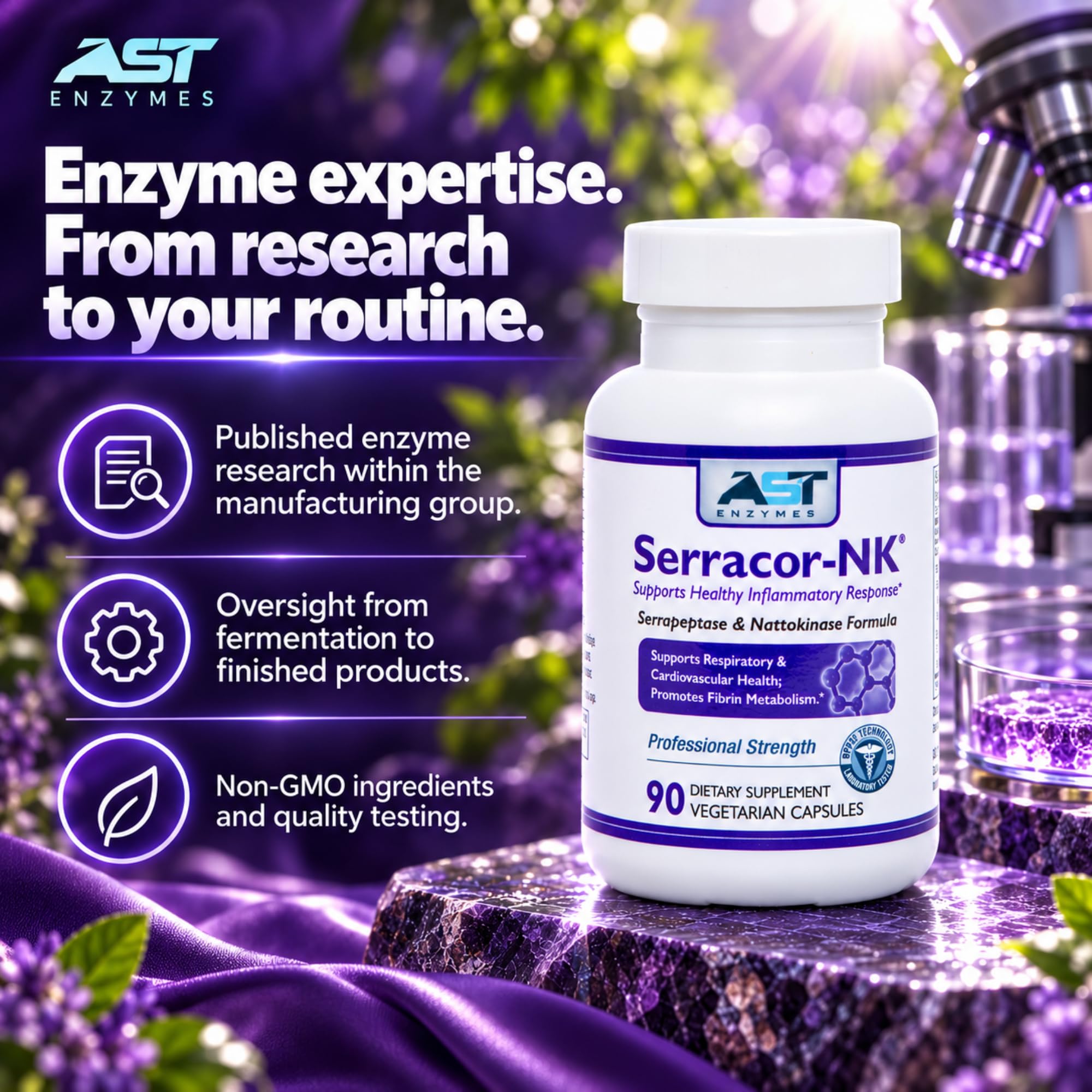 AST Enzymes Serracor-NK Serrapeptase & Nattokinase, 90 Capsules — Amazon image 6