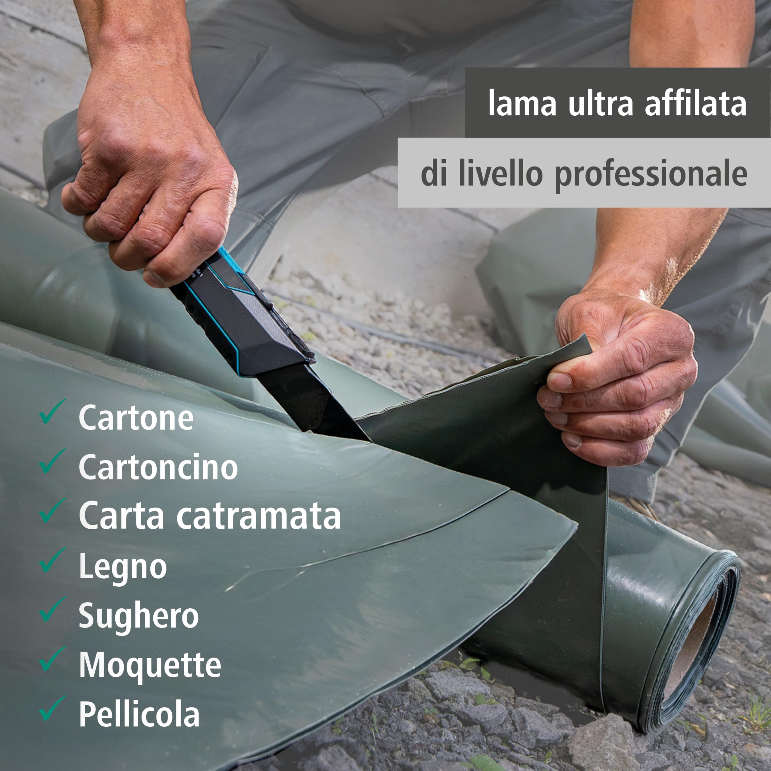 wolfcraft Cutter con Lama a Spezzare PRO SAFETY 25 mm, Lama PRO SHARP Nera Ultra Affilata, Impugnatura Ergonomica per Destrorsi e Mancini – 4291000