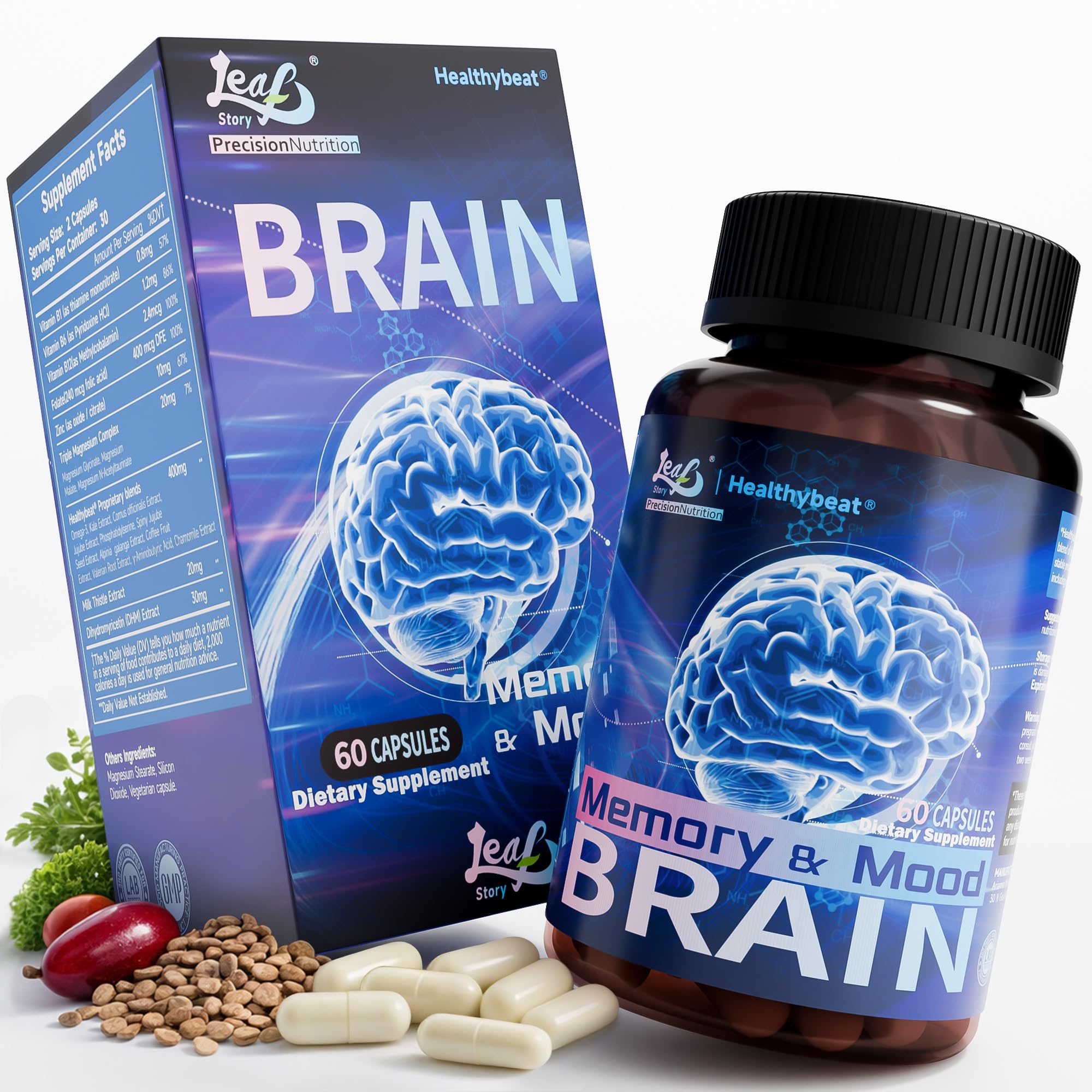Nootropic Brain Supplements for Memory and Focus, 60 Capsules