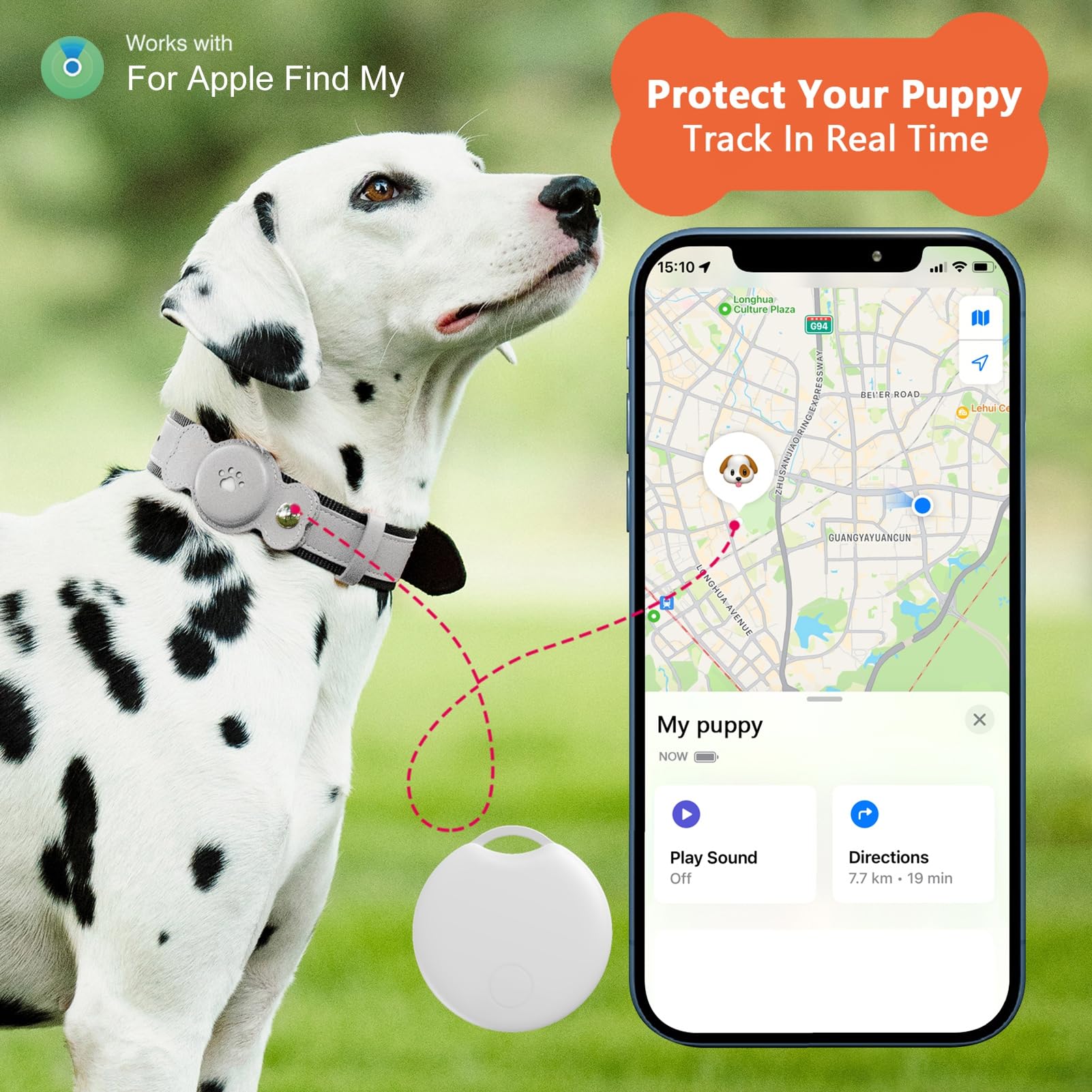 Collier pour animal de compagnie avec traqueur GPS, collier pour animal de compagnie avec GPS étanche, suivi réel de localisation, longue durée de vie, collier réglable pour animal domestique