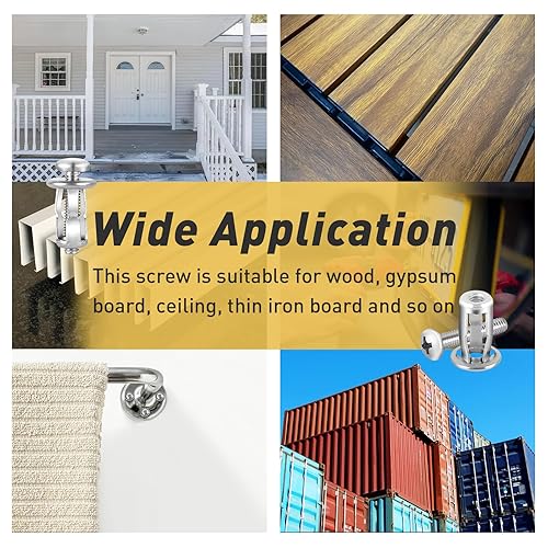 Miniatura 10 de Juego de 12 anclajes de puerta hueca M4 x 20, anclajes de pared huecos de fijación de cavidades de metal hueca para revestimiento de aluminio, chapa