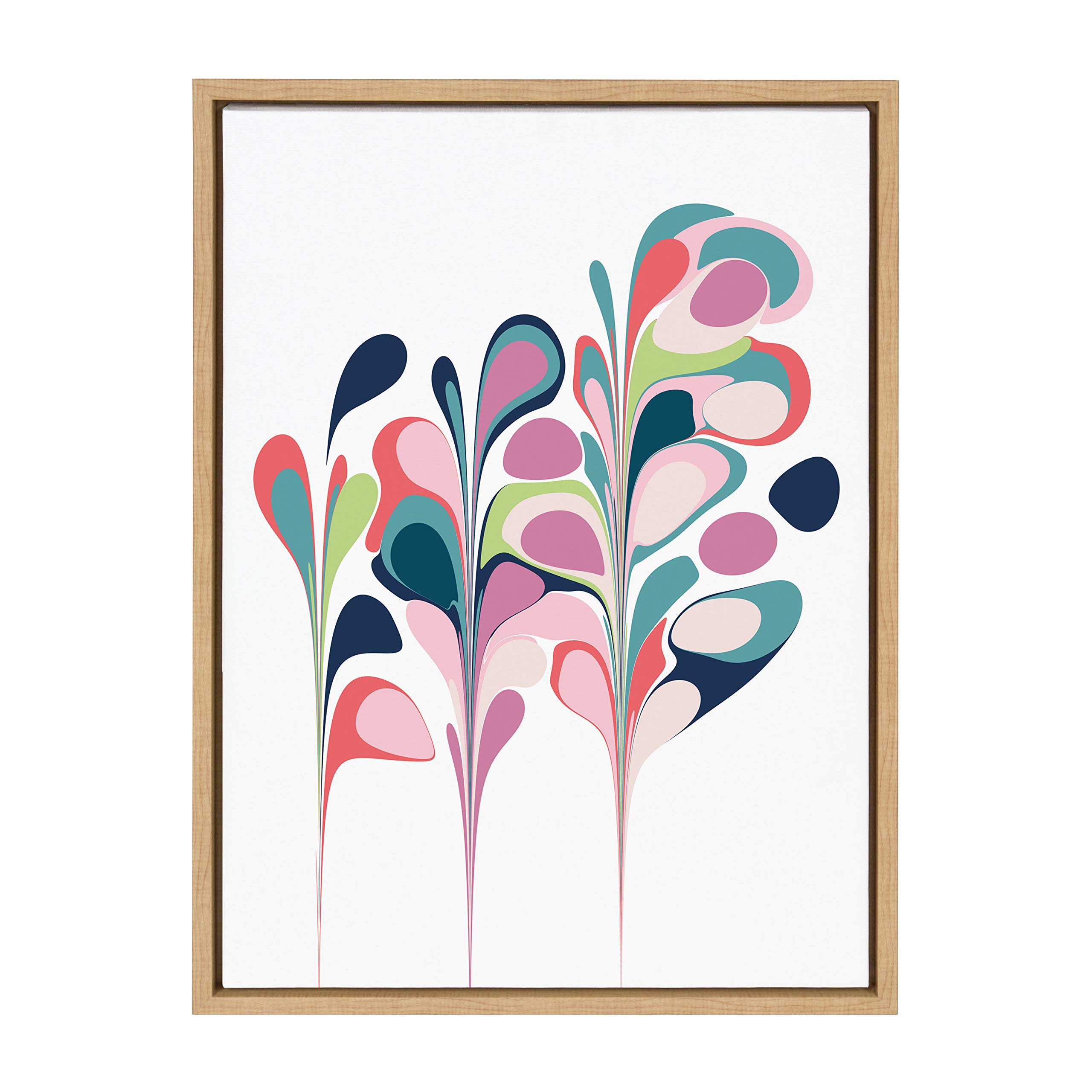 Kate and LaurelSylvie Abstract Floral Framed Canvas Wall Art by Apricot and Birch, 18x24 Natural, Chic Modern Art for Wall