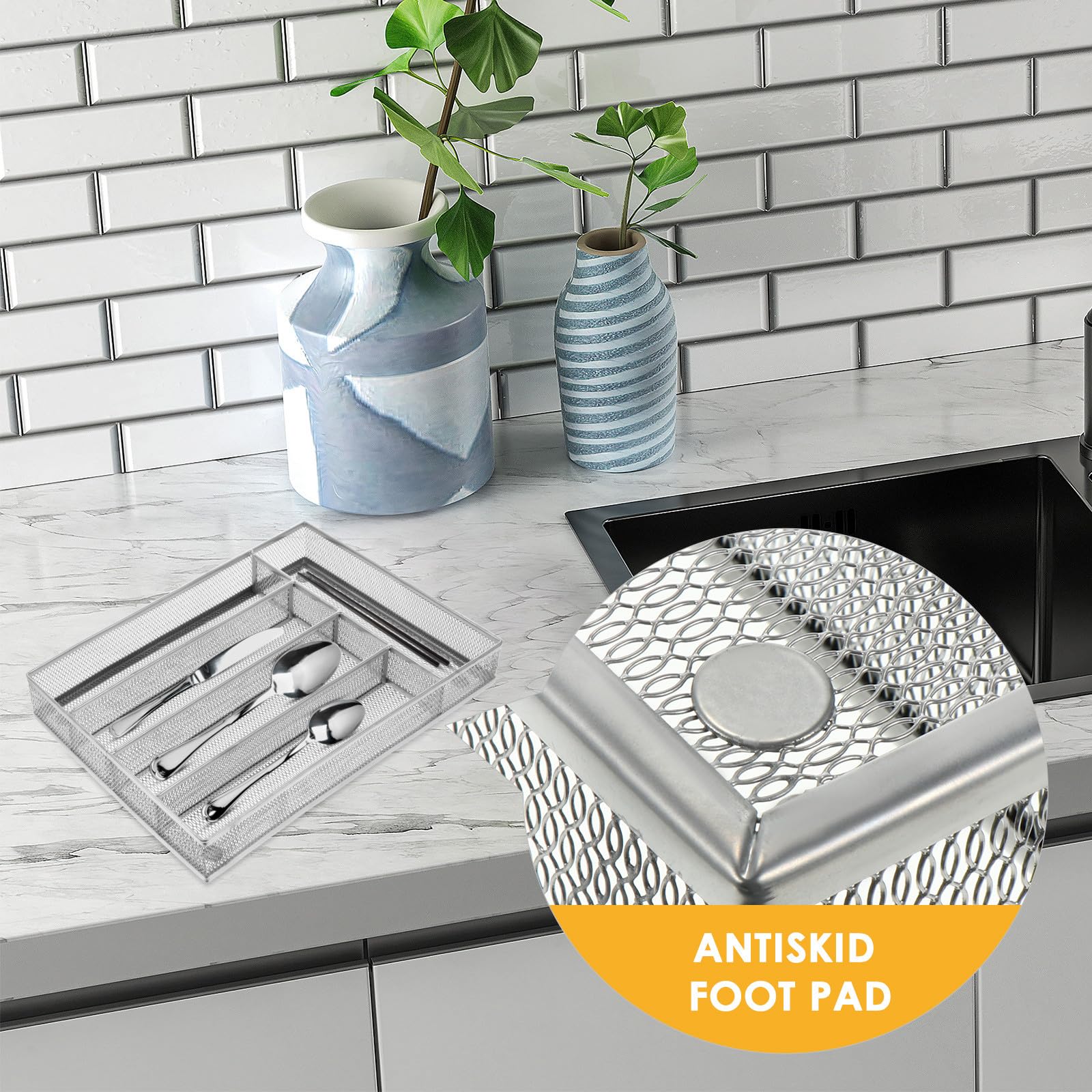 Organizador Diseño Hueco de Cajones para Cocina y Oficina en Acero al Carbono y Patas Antideslizantes, Adecuado para Almacenamiento