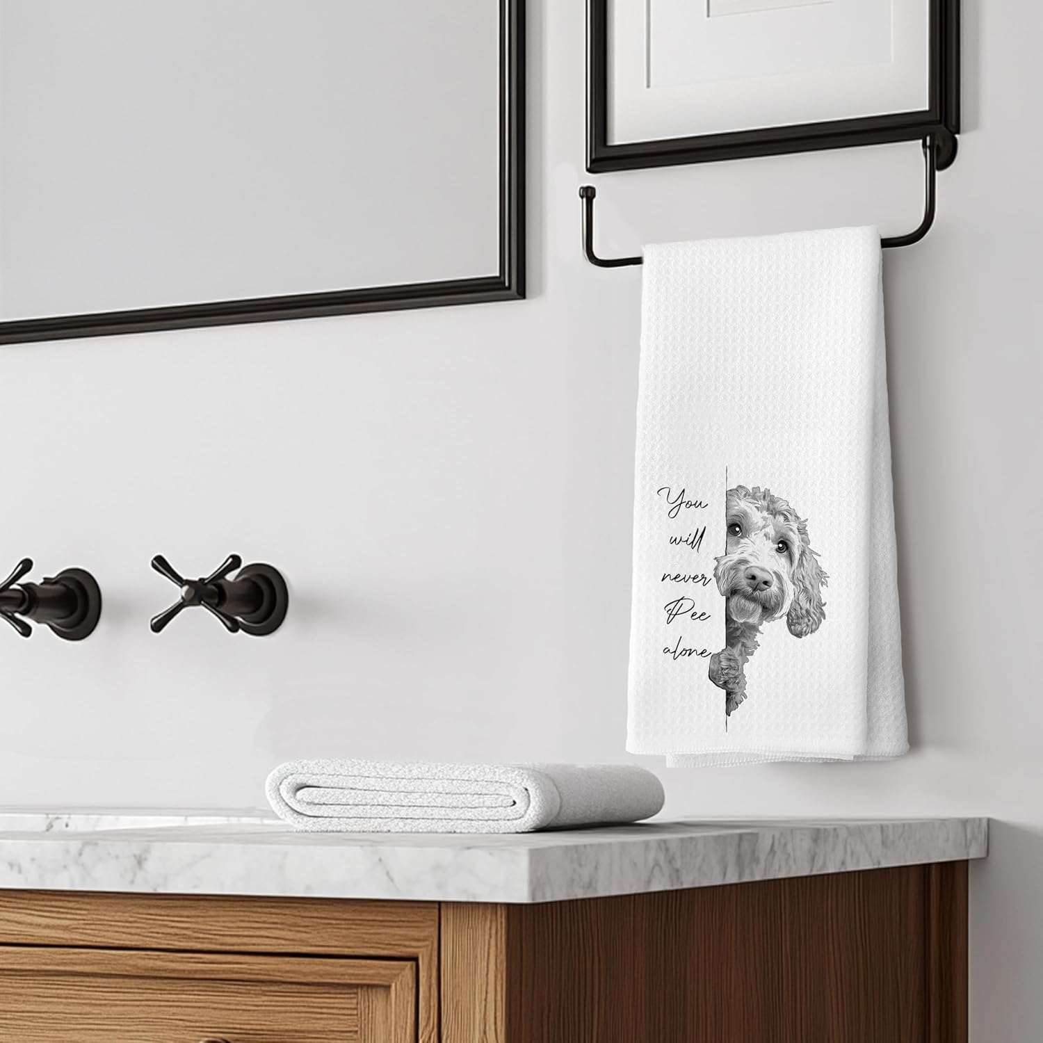 Funny Goldendoodle Dog Hand Towels， Goldendoodle Gifts,You Will Never Pee Alone Funny Bathroom Hand Towels,Dog Bathroom Decor, 16x24 Inches Set of 4