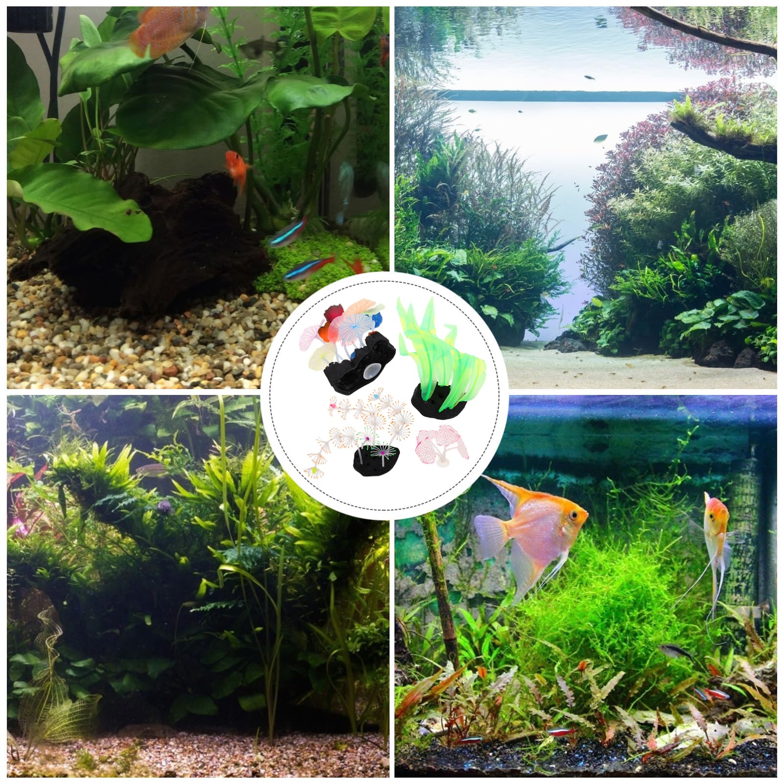 YARNOW 2 Juegos Decoración De Pecera Artificial Decoración del Acuario De Pescado Plantas De Agua Verde Artificial Decoraciones De Pecera De Plástico Coral Falso El Plastico 4 Uds * 2