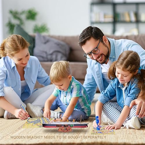 Miniatura 7 de MU Rompecabezas de metal 3D para adultos, edificio de modelo de barco Titanic con iluminación LED, RMS Titanic Ocean Liner Kit de modelos de