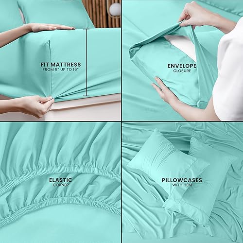 Miniatura 4 de Utopia Bedding - Juego de sábanas de microfibra cepillada, resistente al encogimiento y a la decoloración, de fácil cuidado, 4 piezas, tamaño Queen,