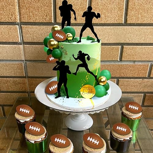 Miniatura 6 de 24 piezas de decoración de pasteles de fútbol para jugadores de pelota de rugby para fiesta de cumpleaños temática de fútbol, suministros de fiesta