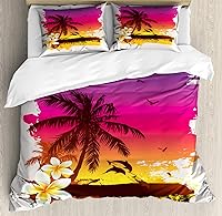 Vista 153 de Ambesonne Juego de funda de edredón de baloncesto, silueta de jugador de baloncesto, promoción de campeonato de competencia de atleta, juego de ropa