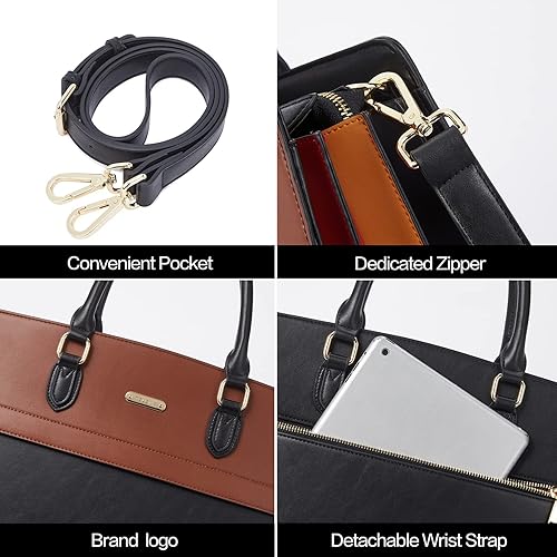 Miniatura 40 de Telena Laptop Tote Bag for Women, 15.6 Inch Shoulder Tote Bag Leather Briefcase for Women, Large Capacity Handbag Bags