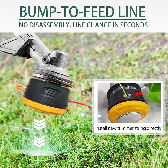 Universal Weed Eater Head,Easy Feed Trimmer Bump Head with Wear-resistant rotating iron plate, Weed Wacker Head Trimmer Head for Echo,Ego,Dewalt,Stihl,Ryobi...with 14ft 095Trimmer Line,Yellow