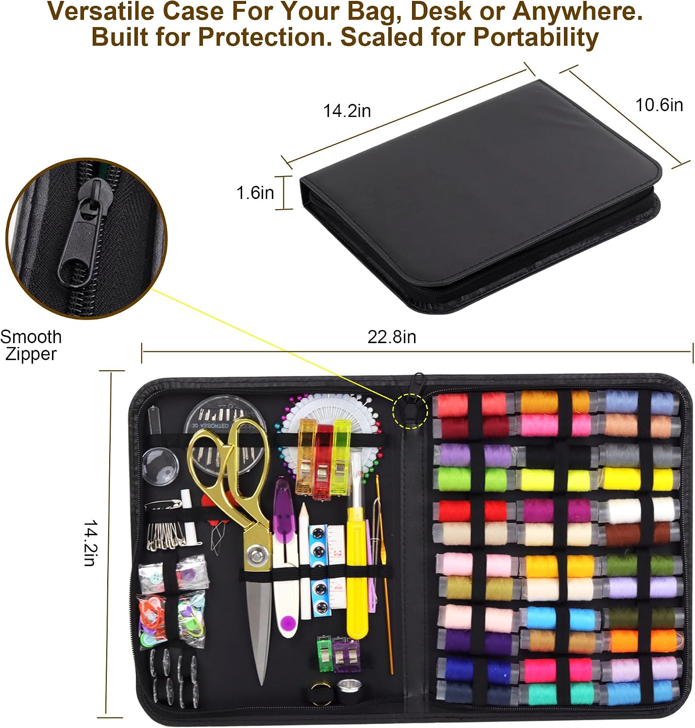 Sewing Kit for Adults, 238 pcs Sewing Accessories,38XL Thread Spools, Friendly for Beginner and Professional for Worker, Suitable for Travel, Home, School and DIY Gift, Needles,Emergency Sewing Kits