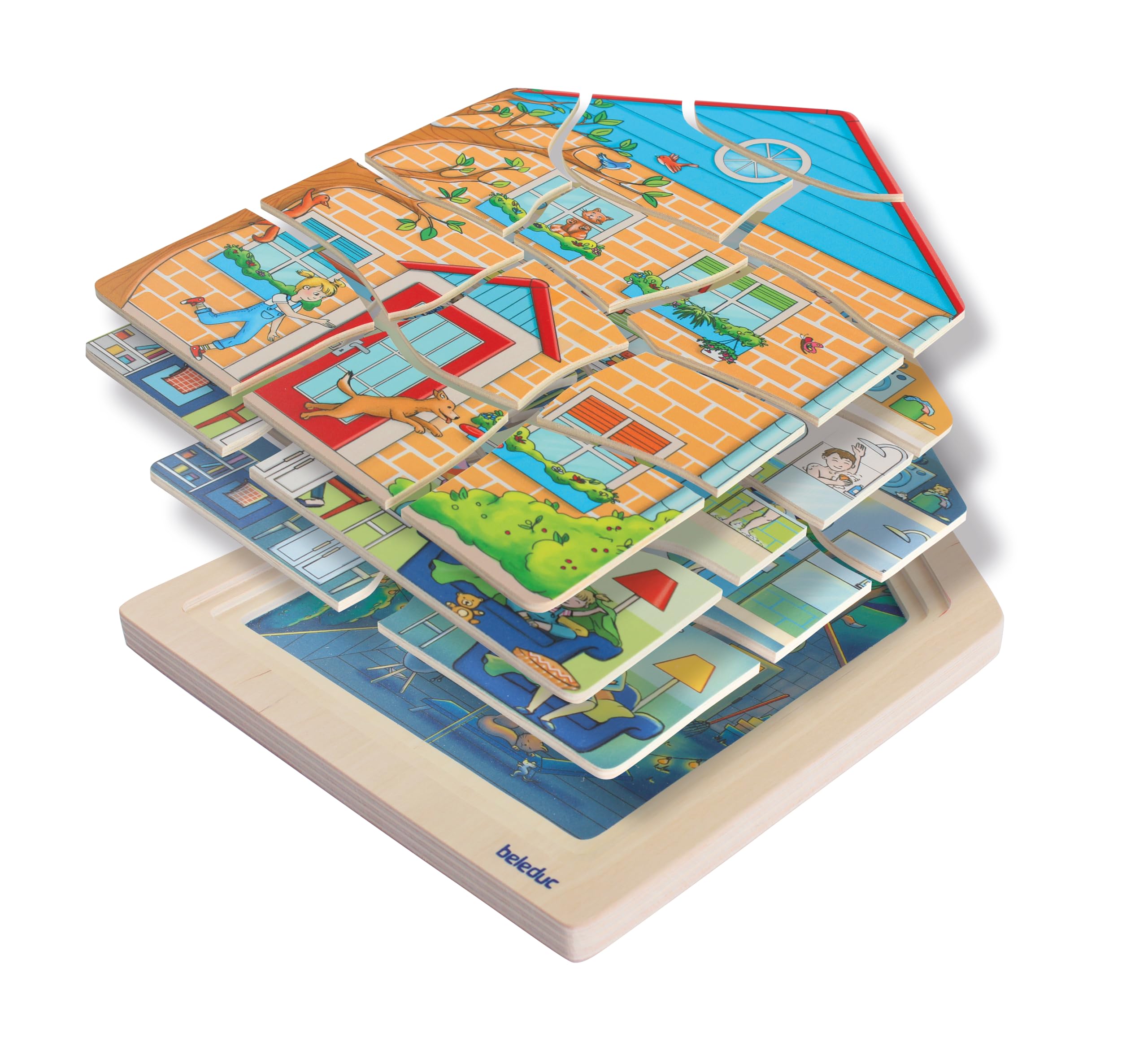 beleduc Lagenpuzzle Zuhause, Holzpuzzle