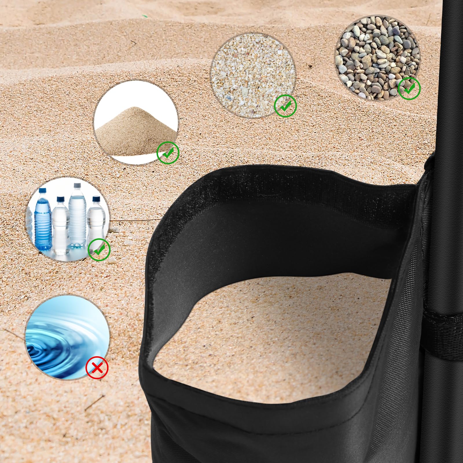 Base Pour Parasol Avec Sac De Sable Pliable – 46x46x15 Cm – Idéal Camping/Plage