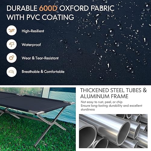 Miniatura 6 de Tangkula Catre plegable para campamento, catre de dormir plegable con bolsillo lateral de almacenamiento, cama portátil para interiores y exteriores