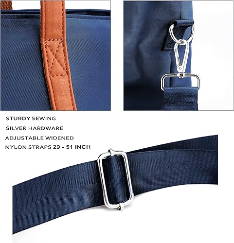 Miniatura 6 de Bolsa de mano impermeable ligera para mujer, maletín de nailon para computadora de trabajo, hombro para laptop de 15.6 pulgadas, XL