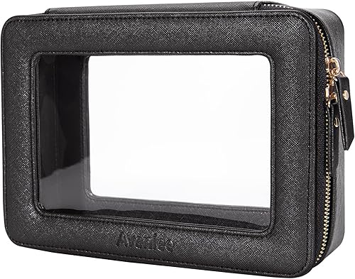 Miniatura 39 de Aveniee Bolsa organizadora de maquillaje transparente, bolsa de aseo de viaje, estuche cosmético para mujeres, bolsa portátil de maquillaje
