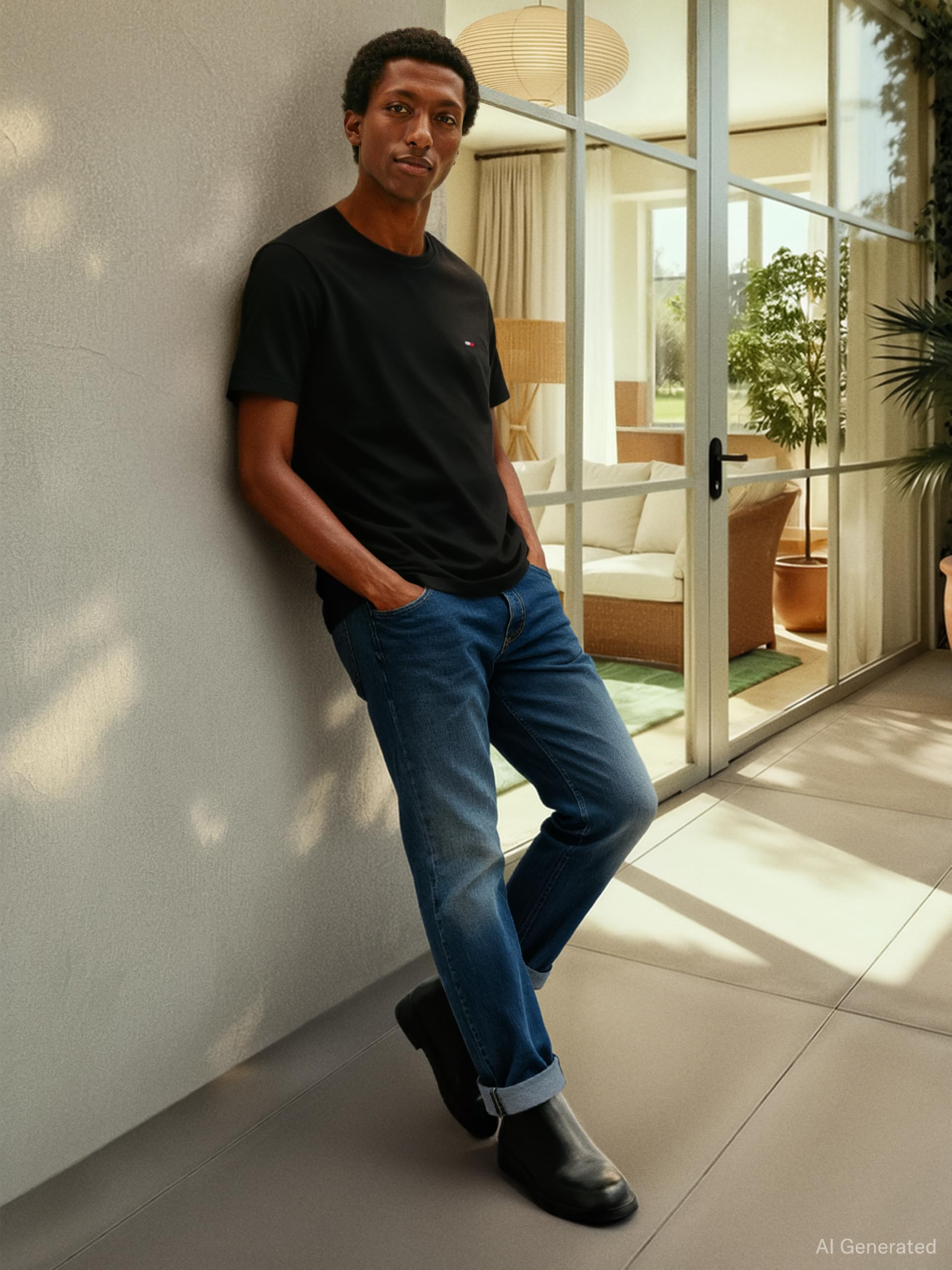 Tommy Hilfiger Męska koszulka z krótkim rękawem i okrągłym dekoltem Essential Regular Fit