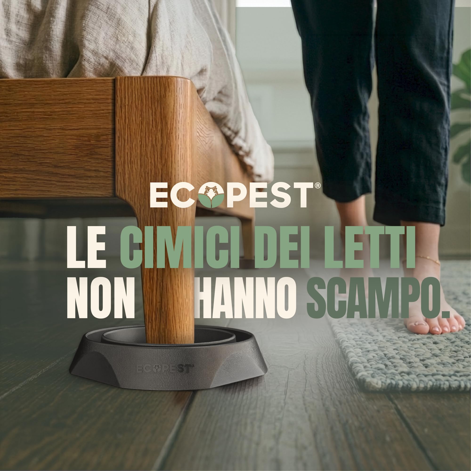 ECOPEST Trappole per Cimici dei Letti – Confezione da 8 | Trappole Intercettatori Bed Bug Blocker (PRO) (Nera) | Monitor, Rilevatore e Trappola per Le Gambe del Letto