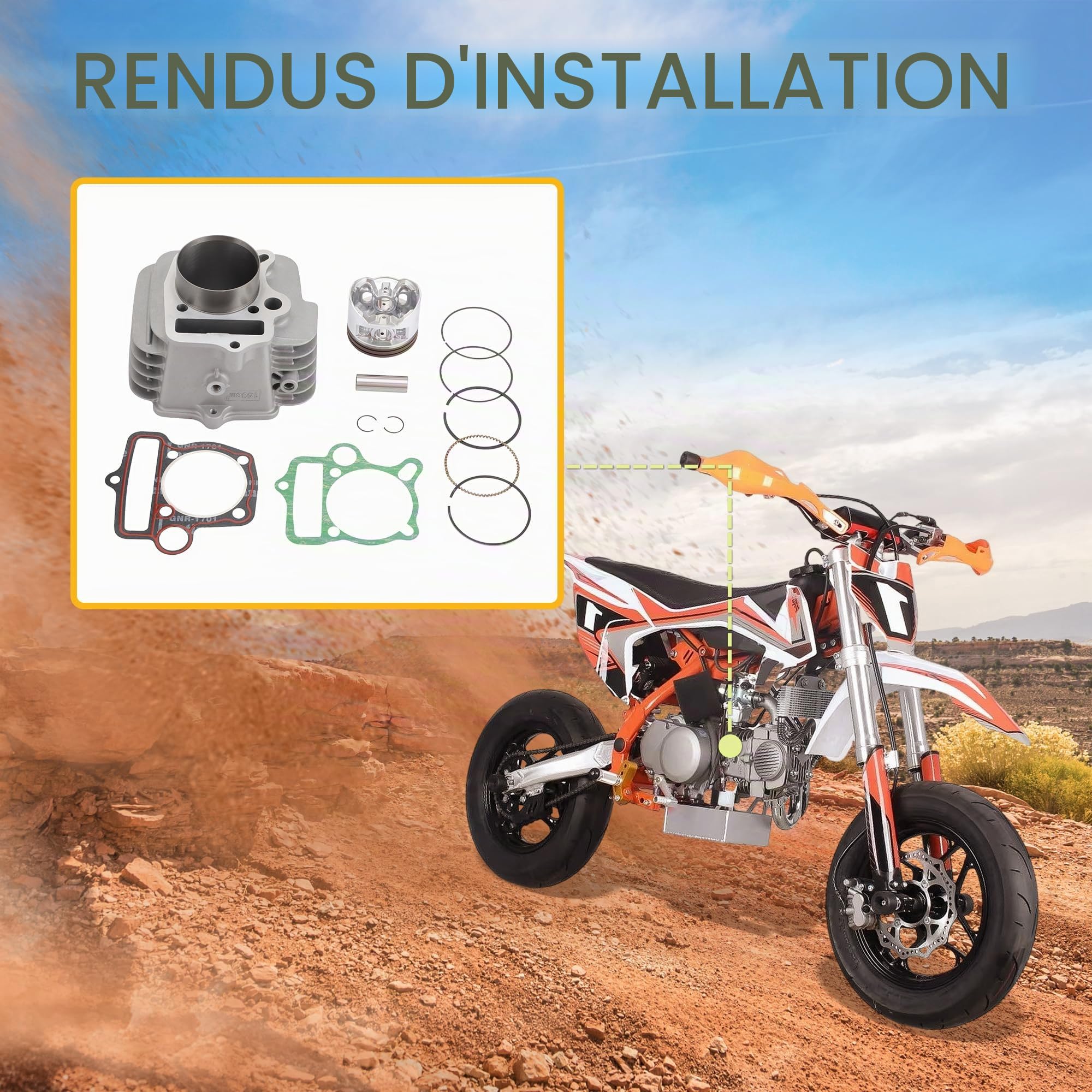 GOOFIT Chemise Cylindre Kit Reconstruction d'assemblage Piston avec Joint Remplacement pour YX 140cc 1P56YMJ 1P56FMJ 1P56FMJ-5 SSR YCF Pit Dirt Bike ATV