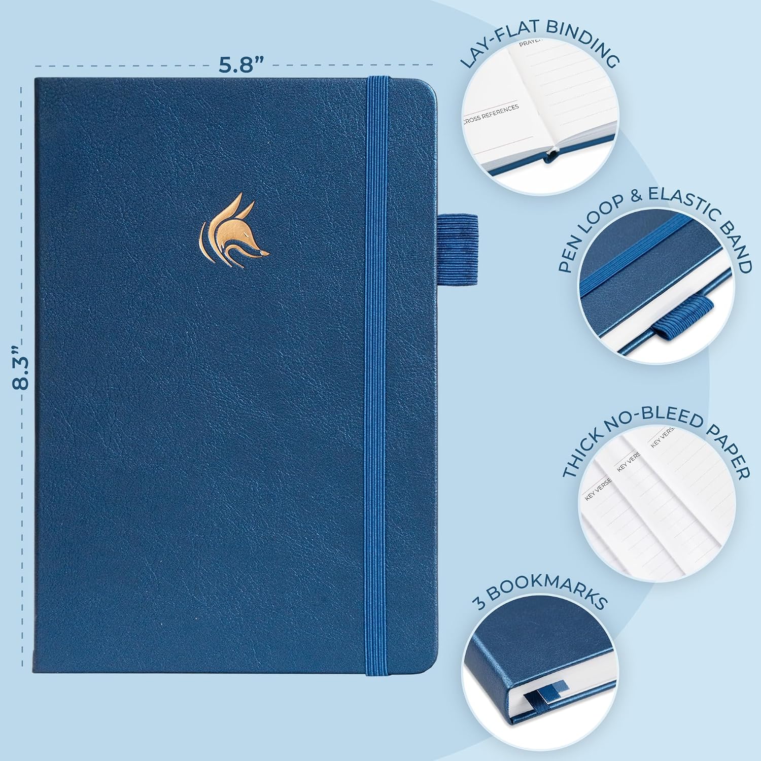 Clever Fox Bible Study Journal Premium Guided Notebook 5.8x8.3 Mystic Blue image 2