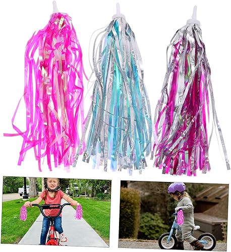 Miniatura 8 de 3 pares de scooters decorativos de cinta para niños y niñas, accesorios para niñas, borlas, serpentinas de bicicleta, borlas, borlas de plástico