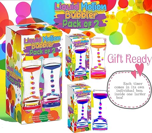 Miniatura 4 de LIVOND - Temporizador sensorial de movimiento líquido, 2 minutos, gran juguete de burbujas sensoriales para niños con autismo con hiperactividad y