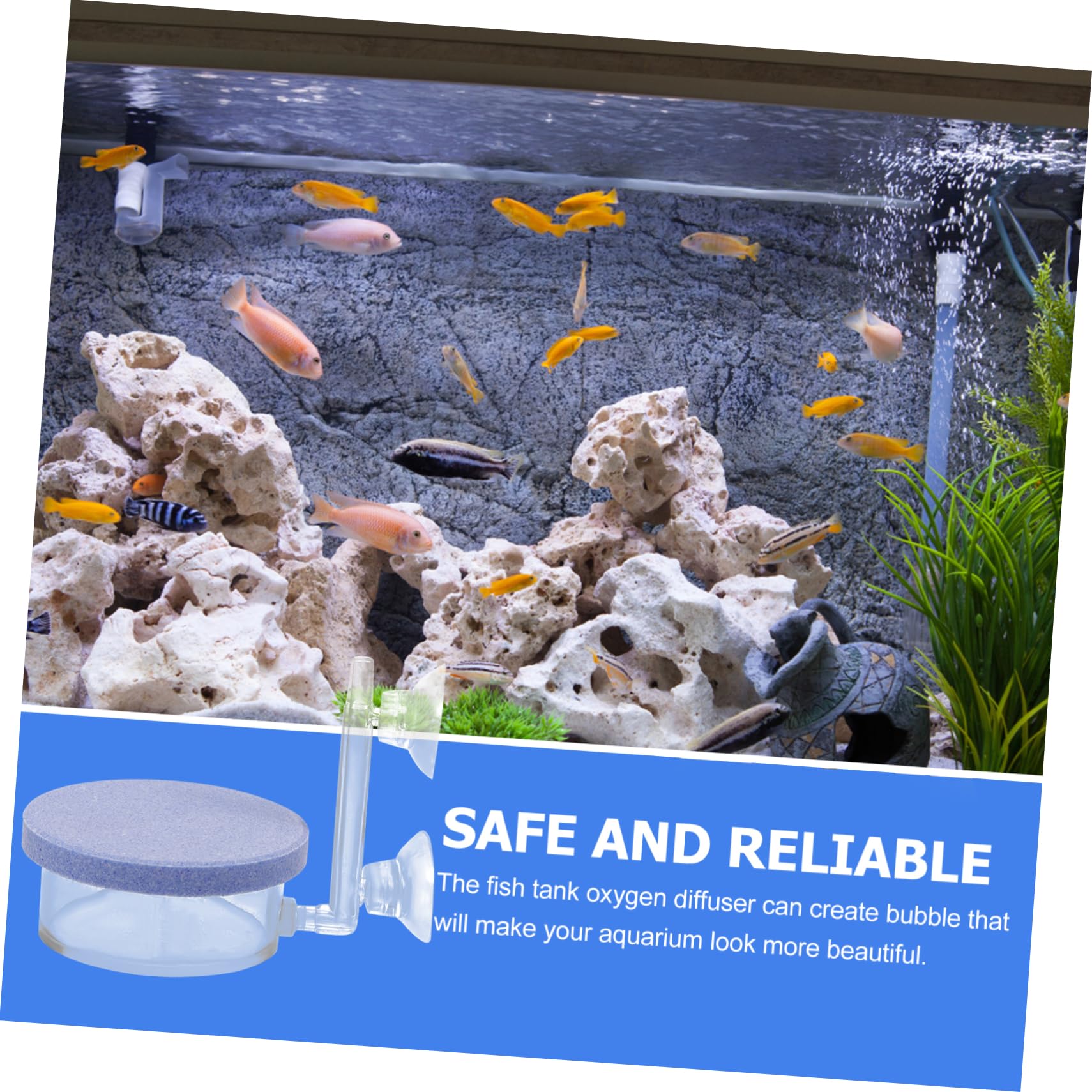 POPETPOP Bomba De Oxigeno para Pecera Piedra De Aire De Acuario Profesional Conveniente Difusor De Acuario Piedra De Aire Resistente Desgaste Burbujeador Falso Sky-Blue Acrílico