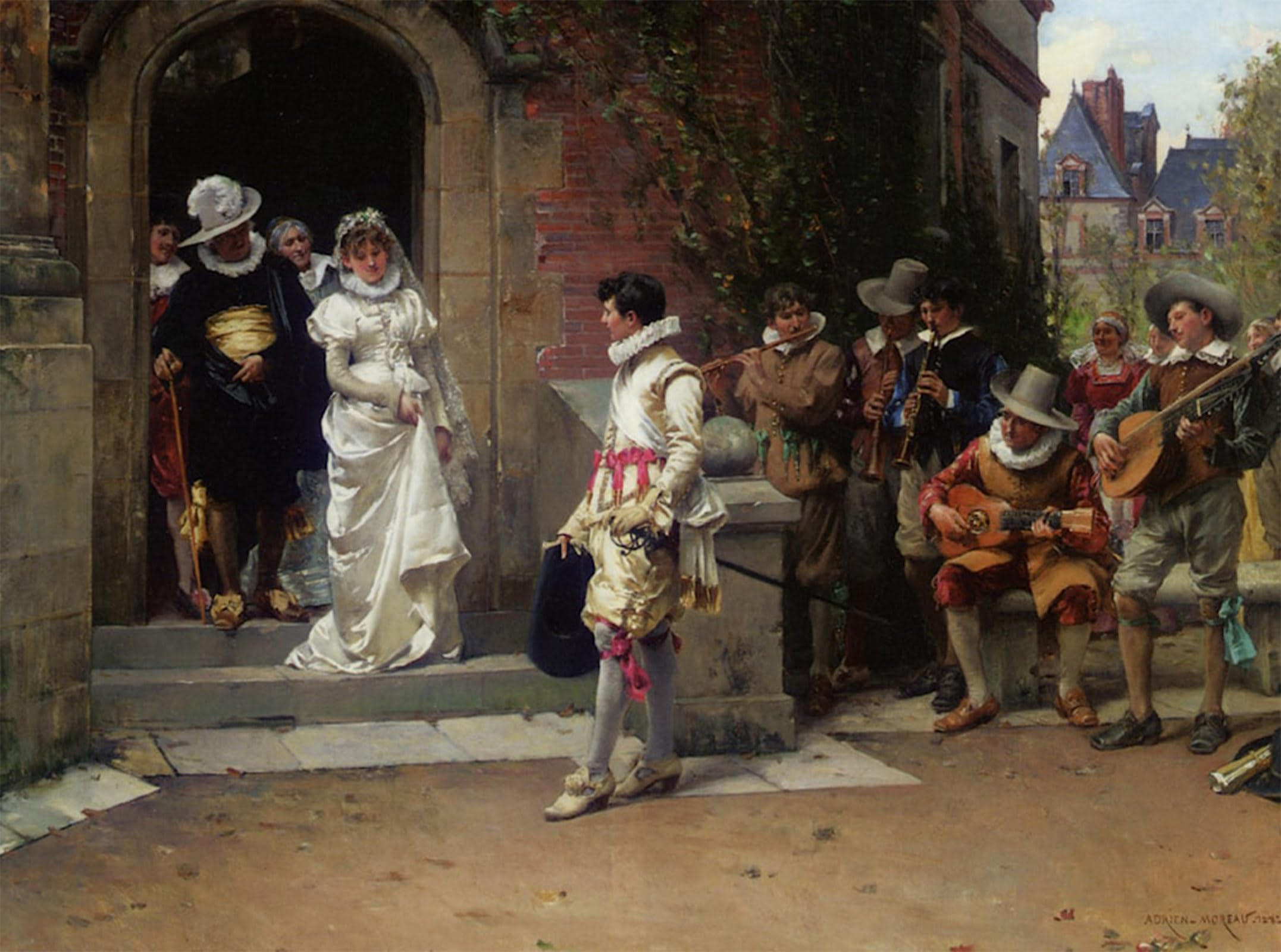 SERENDIPITP Abstract Painting Mural Print Picture Wall Decor Painting the Wedding by Adrien Moreau Vintage Wall Artwork for Home Decor 60x90cm