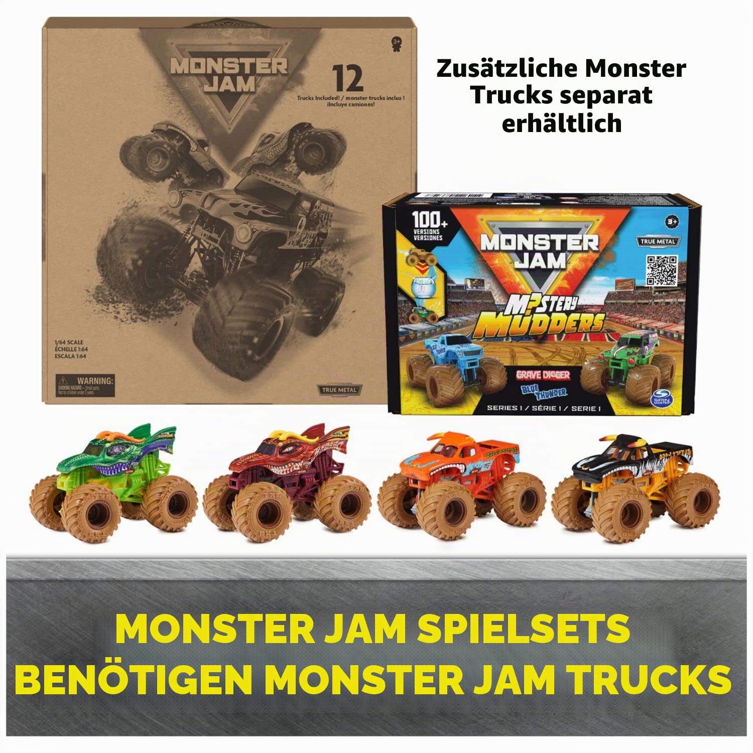 Monster Jam, Duell-Drachen-Spielset mit exklusivem Drachenmonster-Truck im Maßstab 1:64, Kinderspielzeug für Jungen ab 3 Jahren