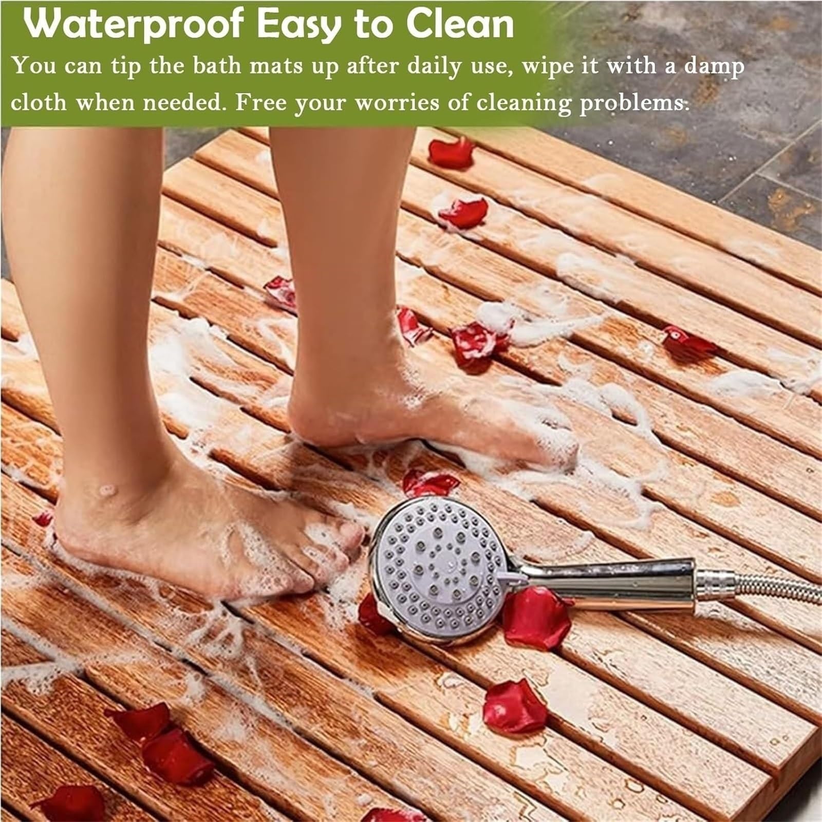 Alfombrilla de baño plegable de madera, protector de ducha para sauna, decoración de baño, antideslizante, ecológico, accesorio para el hogar, resistente al agua, cubierta de suelo