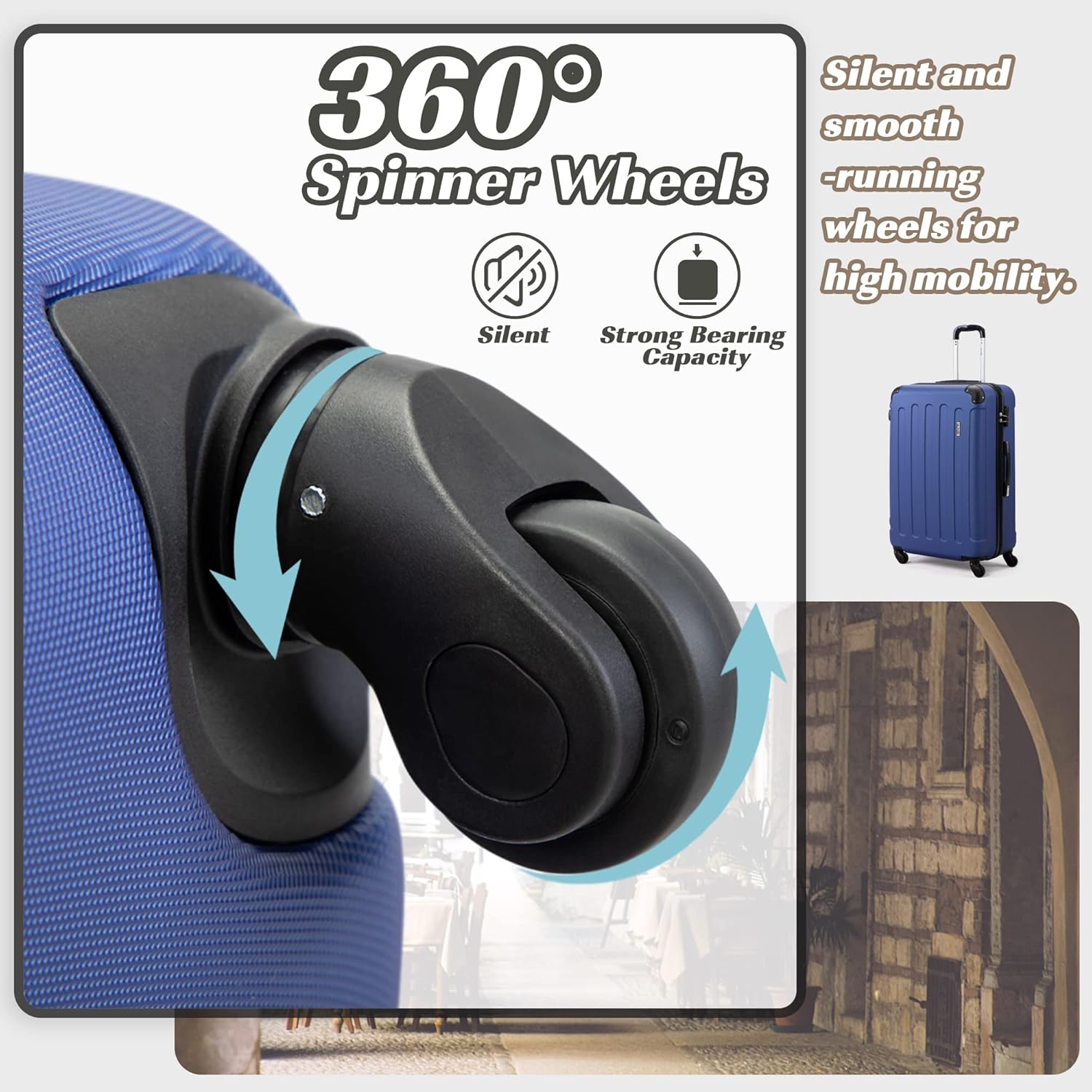 review VLIVE Hard Shell Luggage Set, Rolling Travel Suitcase Set w/Spinner Wheels, 3 Pieces Set-20/24/28 (Deep Blue)