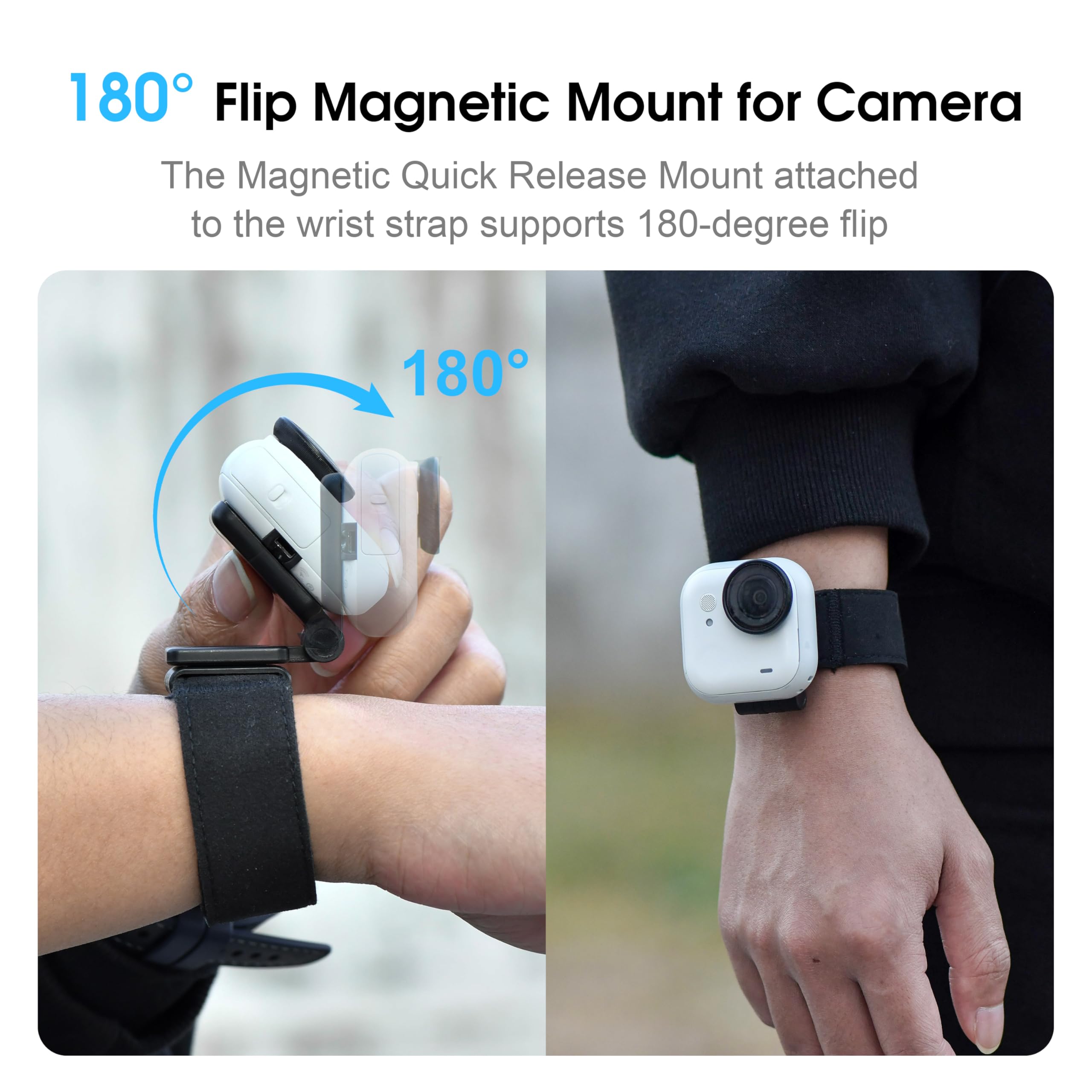 Support de Poignet pour Insta360 GO Ultra, Support magnétique Rotatif à 360° pour Accessoires Insta 360 GO Ultra, Fermeture Velcro Double Couche réglable