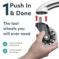 Vista 60 de Lifelong Ruedas de repuesto de goma para sillas de oficina, ruedas resistentes de 2 pulgadas para suelos de madera dura y alfombras, juego de 5