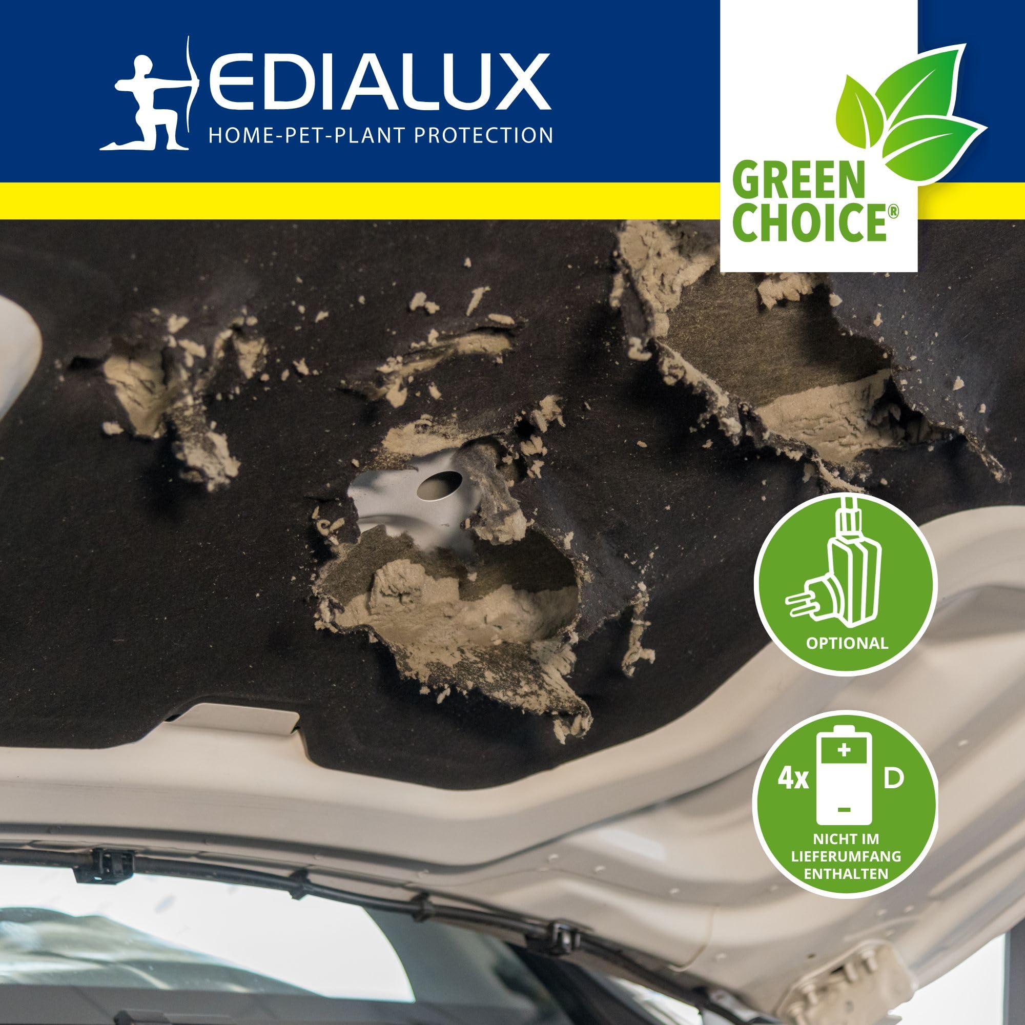 Edialux Ultrasonic Tiervertreiber für außen mit LED Blitz Bewegungssensor einstellbaren Frequenzen 200 m2 Abdeckung IP44 wetterfest
