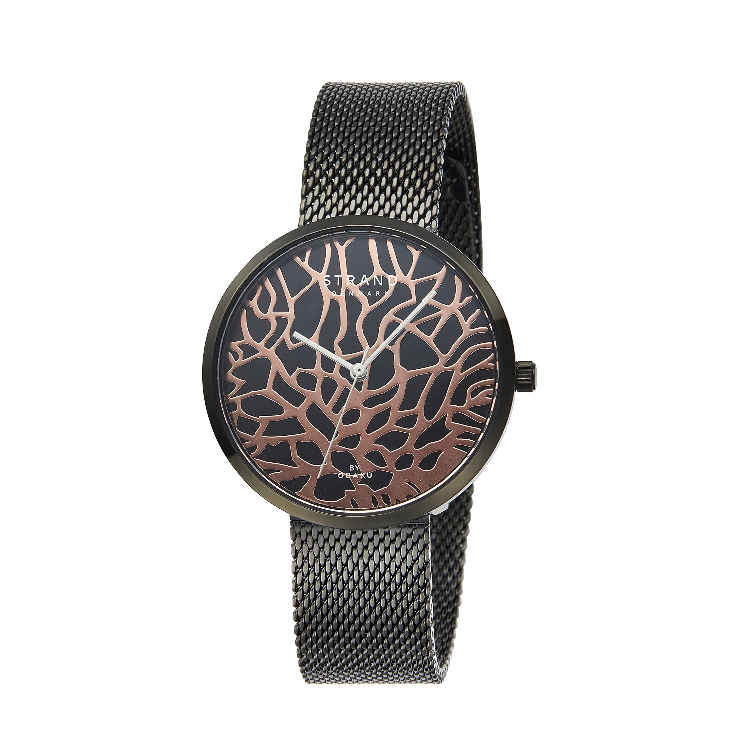 Strand By Obaku Tangle Charcoal Quartz Black Round Dial Womens Watch - S700LXBBMB-DTG (B097HK7YSN) Amazon Price History, Amazon Price Tracker