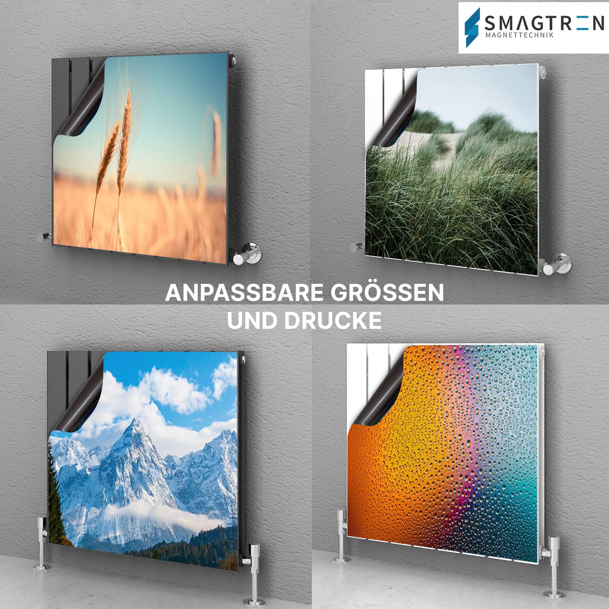 Smagnon Magnet Heizkörperverkleidung Heizkörperabdeckung Heizung Schutz Motiv Beton-Look, Heizkörper Höhe:60 cm, Heizkörper Länge:140 cm