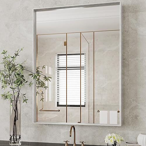 Bl2ack Met3332al Frame23r - Espejo de pared para baño, marco de metal negro 2, decorativo