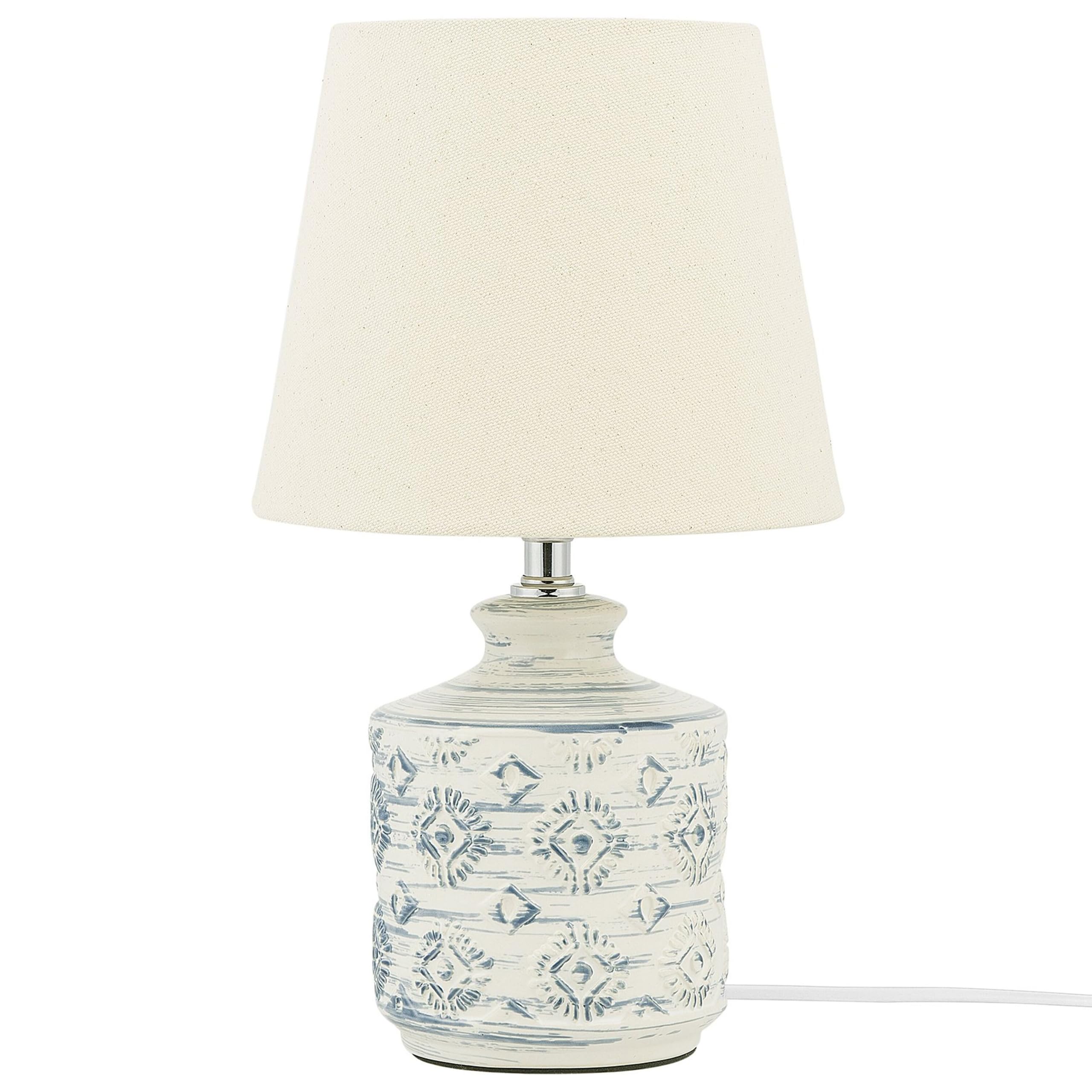 Lámpara de mesa de cerámica beige claro azul claro 35 cm pantalla de tela Rosanna
