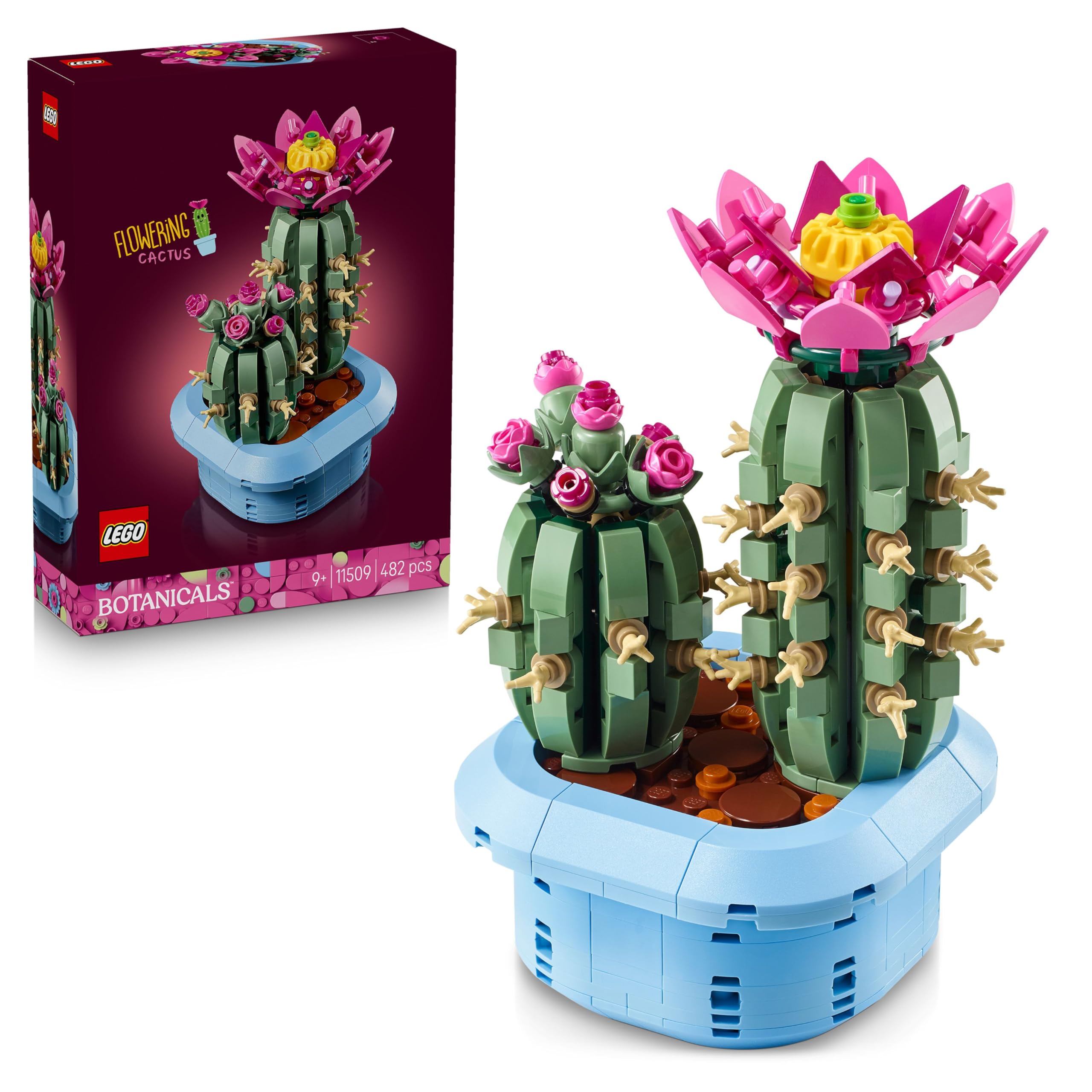 LEGO LEGO Botanicals Flowering Cactus - Artificial Potted Plant Set w/ 2 Cacti & Faux Flowers - DIY Bedroom Decor - Birthday Gift for