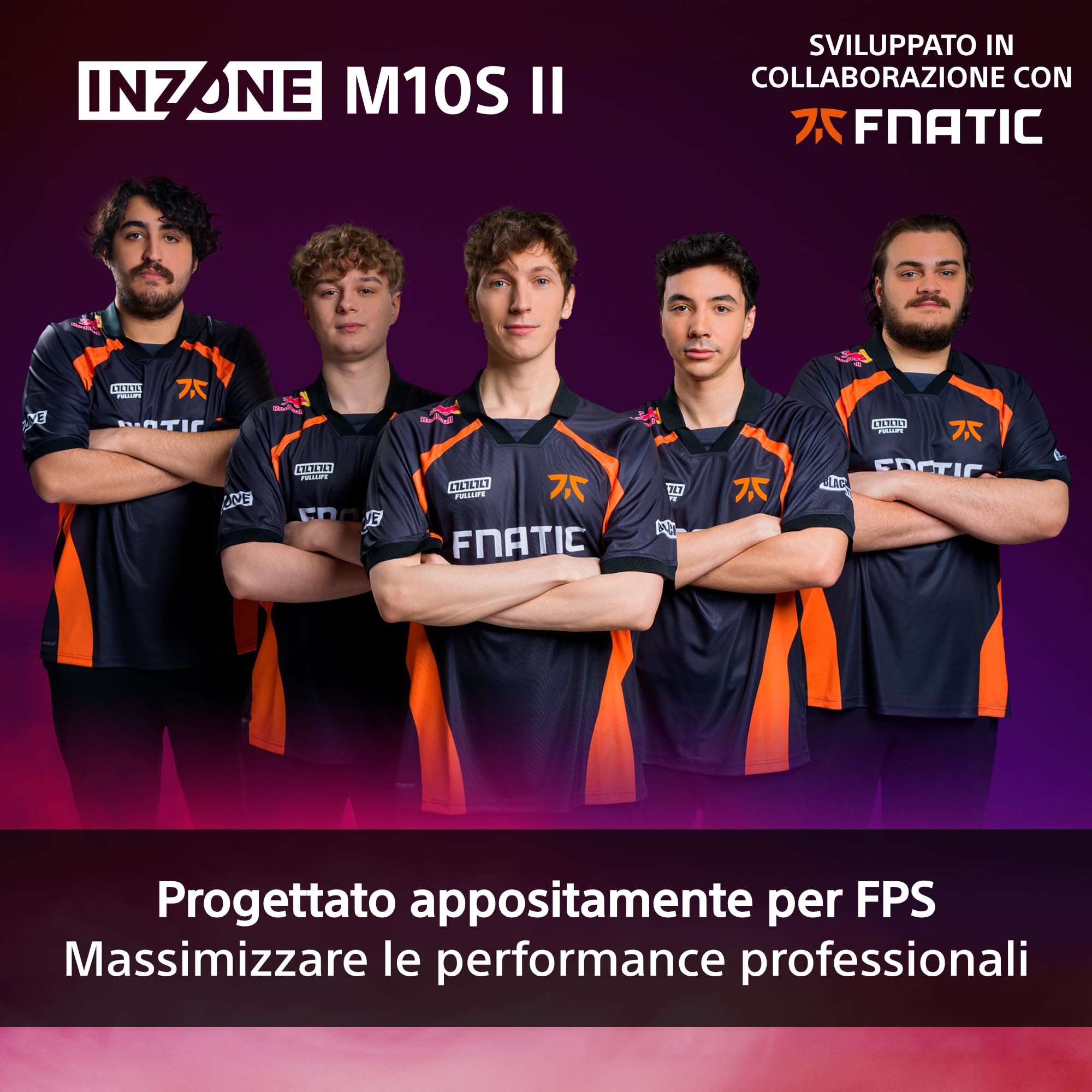 Sony INZONE M10S II Monitor Gaming OLED QHD da 27": 1440p, 540 Hz, 0,02 ms GtG, DCI-P3 99,5%, G-Sync, VRR, sviluppato con Fnatic, 1500 nit, DisplayPort 2.1-2 x HDMI 2.1 - PC, PlayStation 5