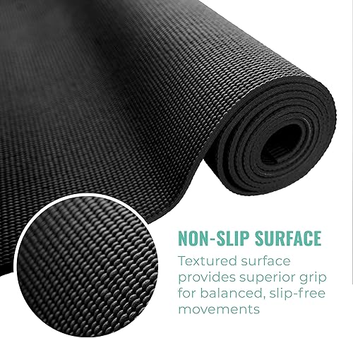 Miniatura 4 de Paquete de 12 esterillas de yoga clásicas con correa de transporte, tapete de ejercicio antideslizante de 68 x 24 pulgadas, tapete de gimnasio de