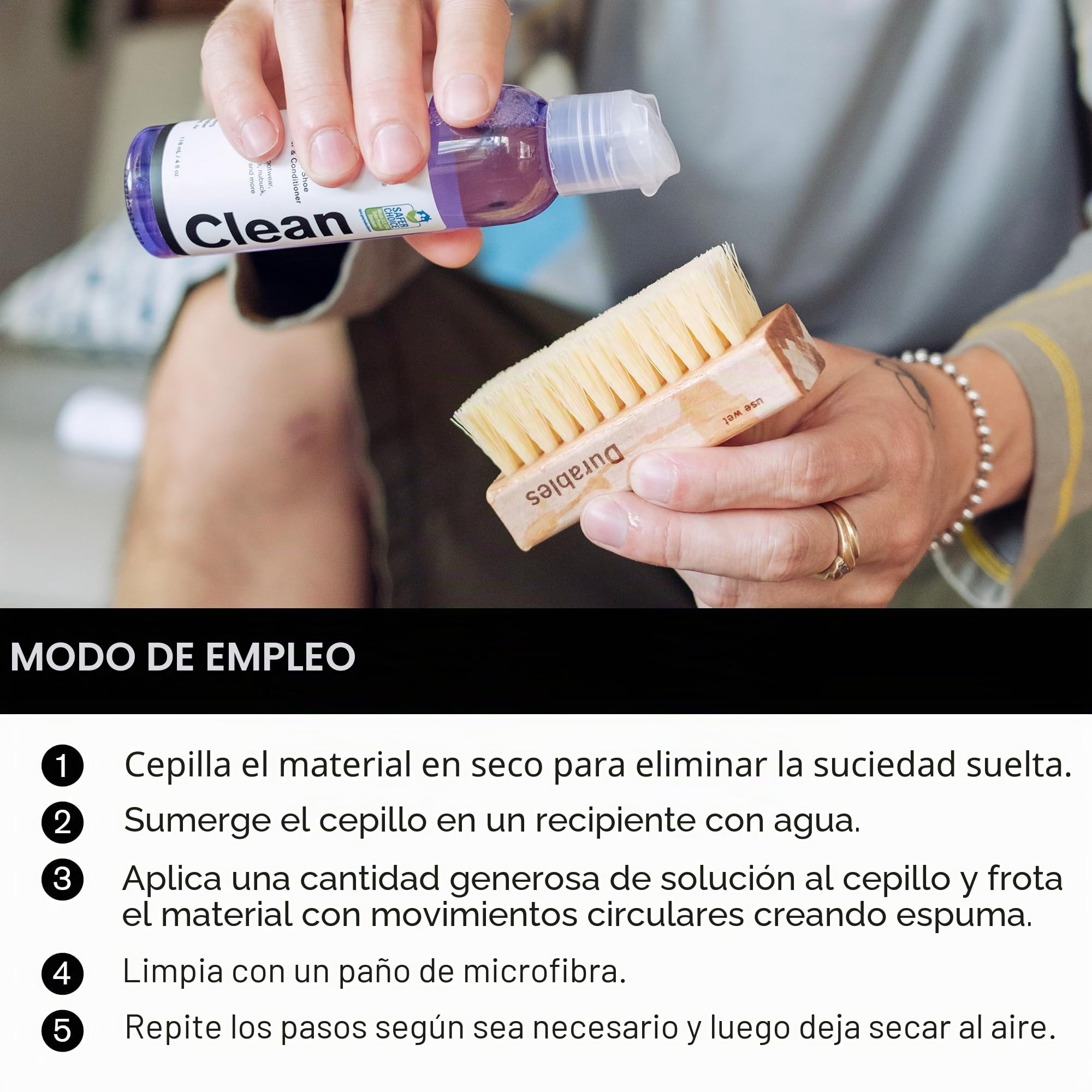 Jason Markk Solución de Limpieza Profunda, Limpiador de Zapatos, Cuidado de Entrenadores, Limpia y acondiciona, Ideal para Calzado, Seguro para Cuero, Gamuza, Nobuck, algodón, Puntos, 8 onzas